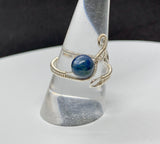 Handmade wire wrapped silver kyanite ring