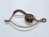 This handmade hammered and wire wrapped copper shawl pin with Leopard Skin Jasper is the perfect addition to your outfit.