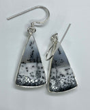 Lovely Triangle Dendritic Opal Earrings in Sterling Silver. 