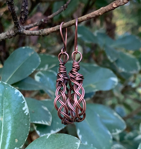 Braided Copper Earrings