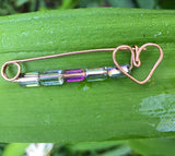 Copper and Crystal Heart Pin