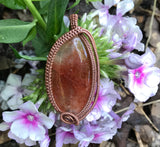 Strawberry Quartz Pendant wrapped in Copper