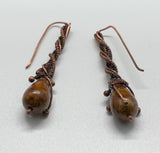 Copper Twig Earrings with African Green Opal