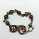African Green Opal and Copper Bracelet - 7 1/4"