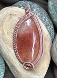 Strawberry Quartz Pendant wrapped in Copper