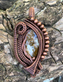 Ocean Jasper Pendant wrapped in handwoven Copper with Copper bead accents.