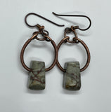 Hypoallergenic Coiled Copper and Picasso Jasper Earrings