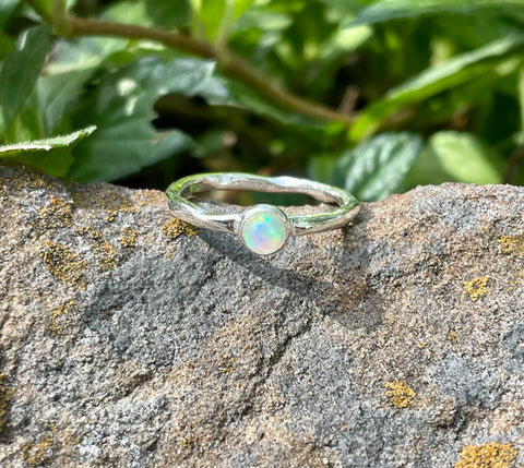 Sterling Silver Opal Ring - Size 8