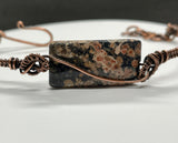 Colorful Leopard Skin Jasper on this Adjustable Wire Wrapped Copper Bracelet. 