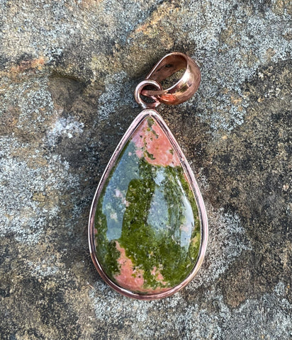 Beautiful Colors in this Unakite Pendant set in Copper. 