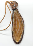wire wrapped agate slice adjustable necklace