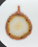 Agate Slice Sun Catcher / Ornament in Copper with Glass Bead Accents