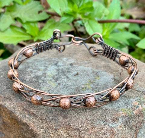 Braided Copper and Copper Bead Bracelet – Monkeylion Designs