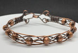 Wire wrapped and Braided Copper and Copper Bead Bracelet