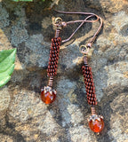 Fun and Flirty Handmade Earrings - combining, copper, brass and aluminum with brilliant Carnelian accents.