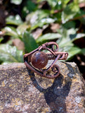 Wire Wrapped Copper and Petrified Wood Ring