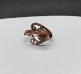 Wire Wrapped Copper and Petrified Wood Ring