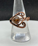 Handmade copper end petrified wood ring