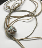 16mm Glass Ball Necklace with stone chips - hemp cord