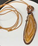 wire wrapped agate slice necklace