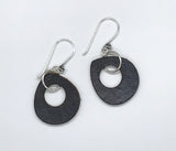 Black Leather and Sterling Earrings