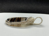 Lovely Black and Brown Striped Agate in wire wrapped Sterling (.925) and Fine (.999) Silver