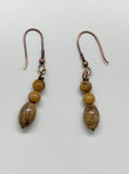 Picasso Jasper and Brass Earrings on handmade Copper Ear wires.