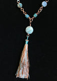 Trendsetting Calsilica and Copper Tassel Necklace