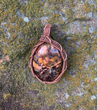 Colorful Flame Jasper Pendant in Copper