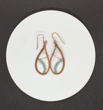 Woven Copper Teardrop Earrings with Aquamarine