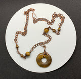 Tiger Eye Donut Necklace in Copper
