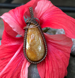 Dazzling Coral Fossil Pendant wrapped in handwoven Copper.
