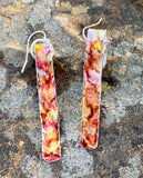 Bright hand painted hammered Aluminum Earrings with Sterling Silver Ear wires.