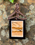 Black Onyx Framed Picture Jasper Pendant in Copper