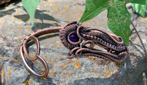 Copper Curves and Coils Amethyst Bracelet