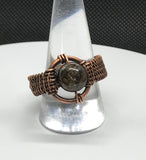 Unisex Bronzite and Copper Ring - Size 12