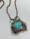 wire wrapped and patinated copper necklace with howlite
