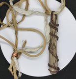 Petrified Wood and Copper Necklace with Silk Ribbon and Cotton Cord
