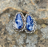 Sterling Silver Lapis Lazuli Clip On Earrings. 