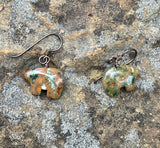 Hypoallergenic Carved Rainforest Jasper Zuni Bear Earrings