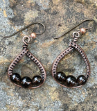 Hypoallergenic Smoky Quartz Earrings in Wire Wrapped Copper with Niobium Ear Wires. 