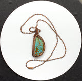 Burtis Blue Turquoise Pendant wrapped in Copper