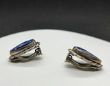 Sterling Silver Lapis Lazuli Clip On Earrings. 