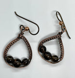 Hypoallergenic Smoky Quartz Earrings in Wire Wrapped Copper with Niobium Ear Wires. 