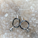 Wavy Circle Glass Drop Sterling Silver Earrings