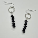 Shimmering Blue Goldstone Cube and Sterling Silver Earrings.  