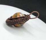 Bumble Bee Jasper Pendant wrapped in Copper