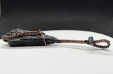 Wire Wrapped Copper Broom Pendant with Raw Black Kyanite and Hematite.