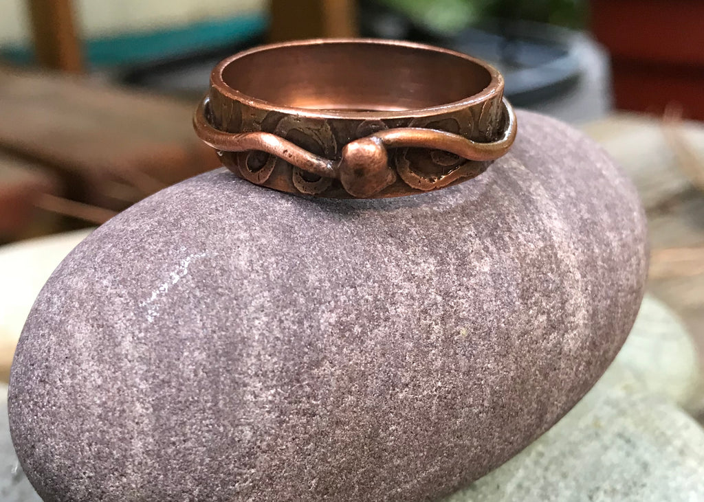 Large Copper Etched Ring - size 17 – Monkeylion Designs