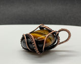 Shimmering Golden Tiger Eye Heart Pendant in Wire wrapped Copper
